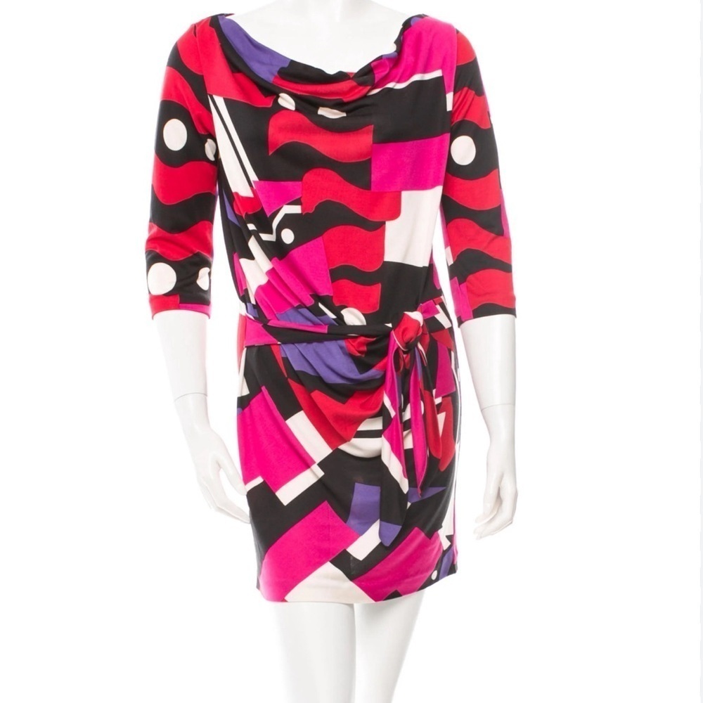 DVF silk Diane Von Furstenberg TieWaist Cowlneck
Color block multicolor 10 dress